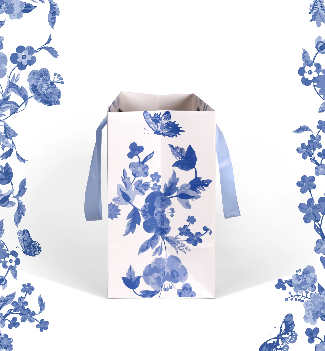 Blue and flower style Chinese ancient style handbag